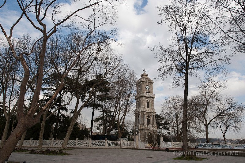 20100401_082535 D3.jpg - Dolmabahce Palace Clock Tower, designed and  built 1890-5, 27 meters high; clock is french-made